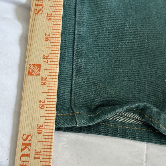 Vtg 90s Lands End Ankle Jeans Womens 6 Tall Green Denim Taper Leg Mom Grunge - Picture 9 of 13